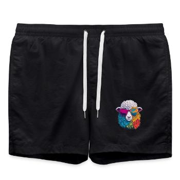 cooles Schaf - Badeshorts - Schwarz - Vorne - AI Model Male 185 light (185cm)