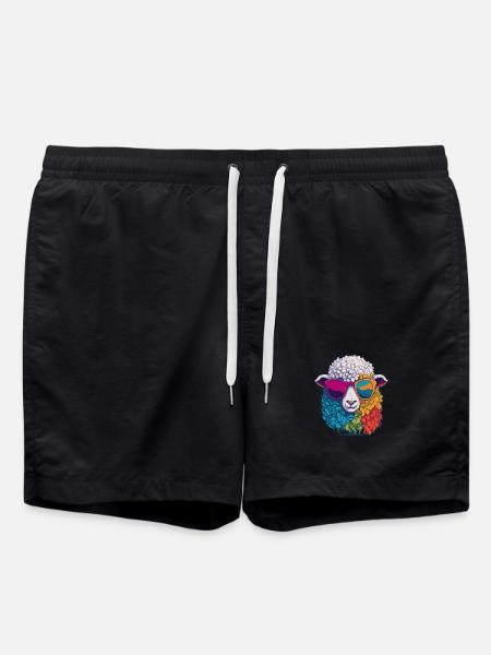 cooles Schaf - Badeshorts - Schwarz