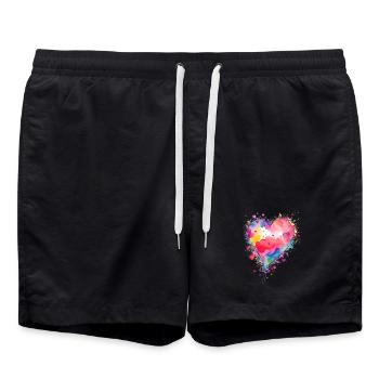 Herz - Badeshorts - Schwarz - Vorne - AI Model Male 185 light (185cm)
