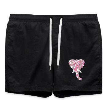 rosa Elefantenkopf - Badeshorts - Schwarz - Vorne - AI Model Male 185 light (185cm)