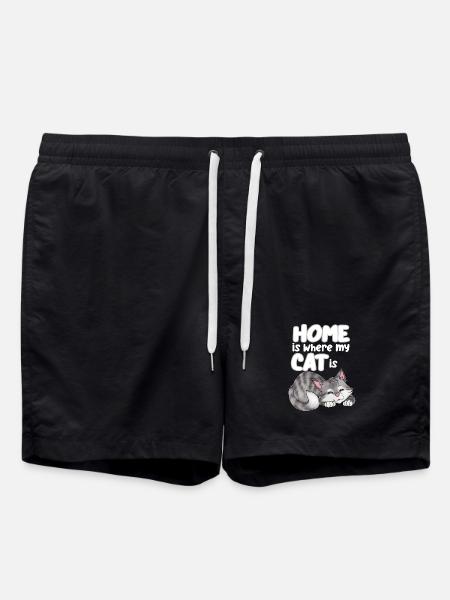 Zuhause ist dort wo meine Katze ist - Badeshorts - Schwarz