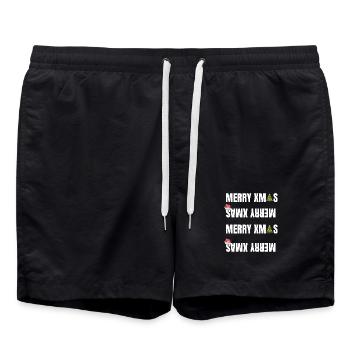 Joyeux Noël Noël tenue Hohoho hiver - Short de bain - noir - Devant - AI Model Male 185 light (185cm)