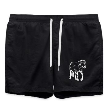 white horse white horses t-shirt gift rider - Swim Trunks - black - Front - AI Model Male 185 light (185cm)