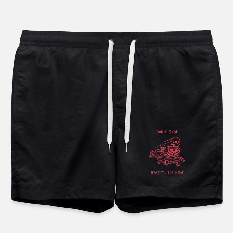 Skull Skeleton Skateboard Design - Swim Trunks - black