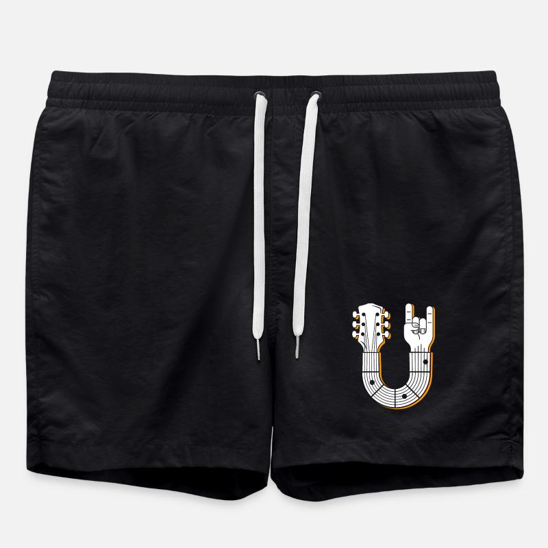 Musical Guitar Hand Sign Illustration - Swim Trunks - black