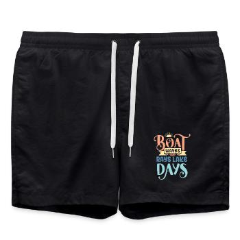 Bateau Vagues Soleil Rayons Lac Jours - Short de bain - noir - Devant - AI Model Male 185 light (185cm)