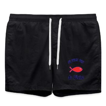 JE PEUX PAS. J'AI PÊCHE. PECHEUR. HUMOUR. RETRAITE - Short de bain - noir - Devant - AI Model Male 185 light (185cm)