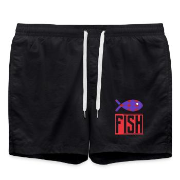 FISH. HUMOUR. POISSON. SARDINE. POISSON D'AVRIL - Short de bain - noir - Devant - AI Model Male 185 light (185cm)