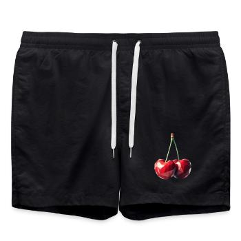 Cerises dans le style polygonal - Short de bain - noir - Devant - AI Model Male 185 light (185cm)