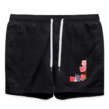 Sommer Blüten Motiv Flower Power - Badeshorts - Schwarz - Vorne - AI Model Male 185 light (185cm)