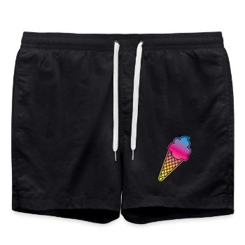 Eis Rahmen Verlauf farbenfroh Sommer Eiswaffel Ice - Badeshorts - Schwarz - Vorne - AI Model Male 185 light (185cm)
