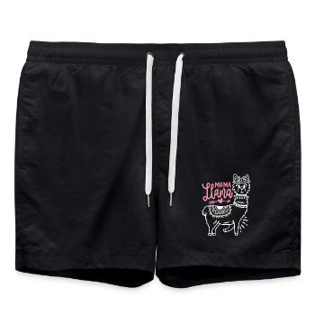 Lama Mama Muttertag - Badeshorts - Schwarz - Vorne - AI Model Male 185 light (185cm)