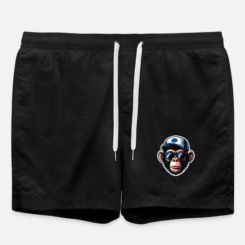 Monkey Glasses Cap - Swim Trunks - black