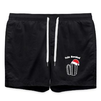 feliz navidad frohes fest Kaktus Weihnachtsmütze - Badeshorts - Schwarz - Vorne - AI Model Male 185 light (185cm)