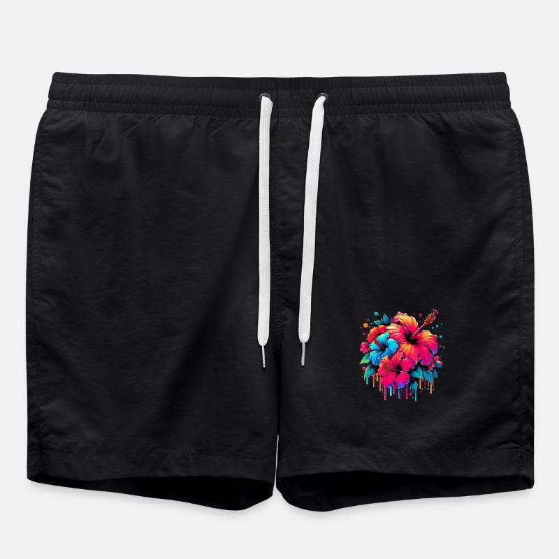 Fleurs d’hibiscus - Short de bain - noir