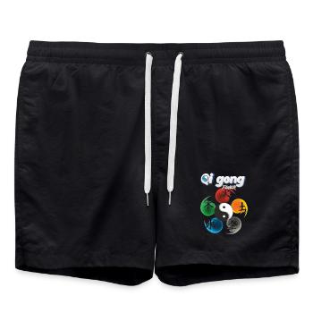 Yin Yang Fünf Elemente Qi Gong Fieber Design - Badeshorts - Schwarz - Vorne - AI Model Male 185 light (185cm)