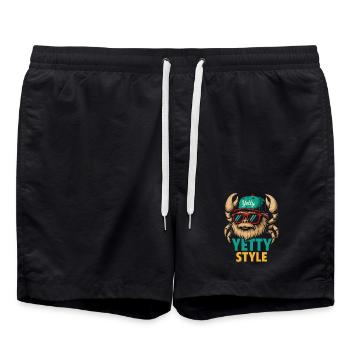 Graphisme Yeti Style Yetty - Short de bain - noir - Devant - AI Model Male 185 light (185cm)