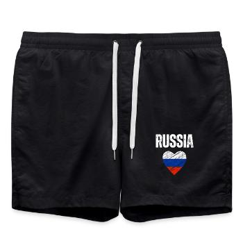 J’adore la Russie, drapeau russe - Short de bain - noir - Devant - AI Model Male 185 light (185cm)