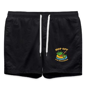 Relaxing Frog - Hop Off I'm relaxing - Swim Trunks - black - Front - AI Model Male 185 light (185cm)