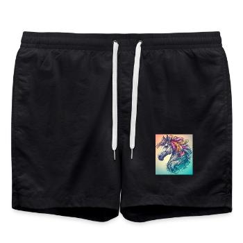 Pferd - Badeshorts - Schwarz - Vorne - AI Model Male 185 light (185cm)