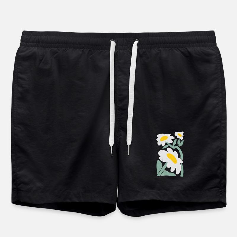 Playful Daisy Illustration - Swim Trunks - black