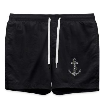 Iconic Nautical Anchor Tee - Swim Trunks - black - Front - AI Model Male 185 light (185cm)