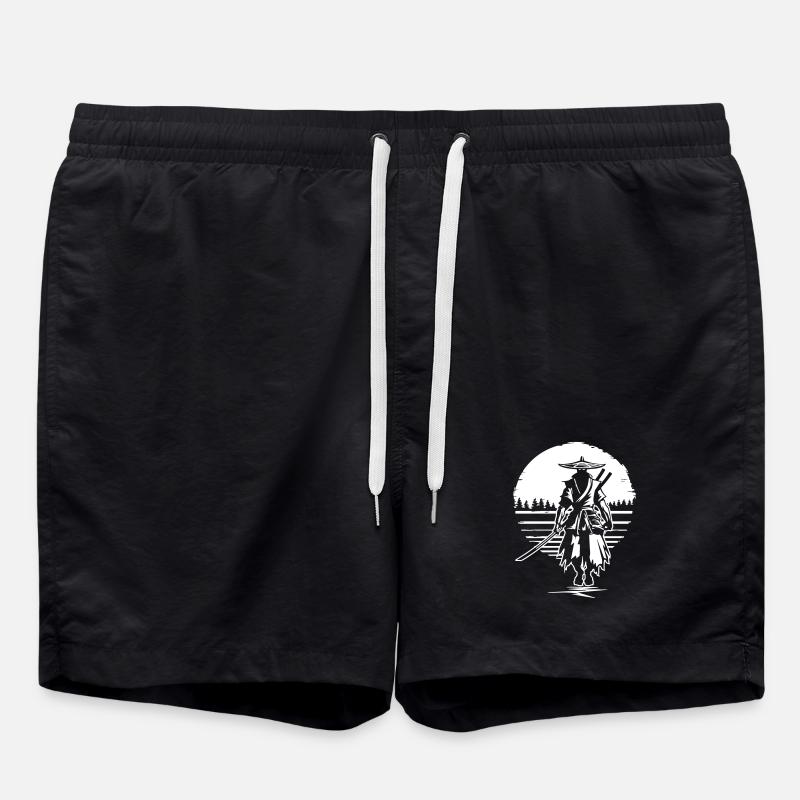 Samurai vor Sonnenuntergang - Badeshorts - Schwarz