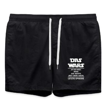 Rente Spruch - Badeshorts - Schwarz - Vorne - AI Model Male 185 light (185cm)