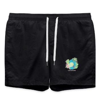 Lost in Waves – Tropical Surf Vibes Design - Badeshorts - Schwarz - Vorne - AI Model Male 185 light (185cm)