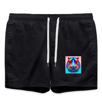 Nilpferd - Badeshorts - Schwarz - Vorne - AI Model Male 185 light (185cm)