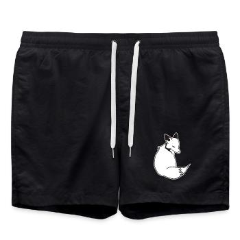 Fuchs Comic: Schlau, Foxy & Manga Style - Badeshorts - Schwarz - Vorne - AI Model Male 185 light (185cm)