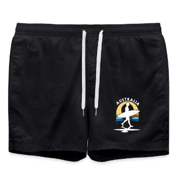 Surfer Australia at sunset - Swim Trunks - black - Front - AI Model Male 185 light (185cm)