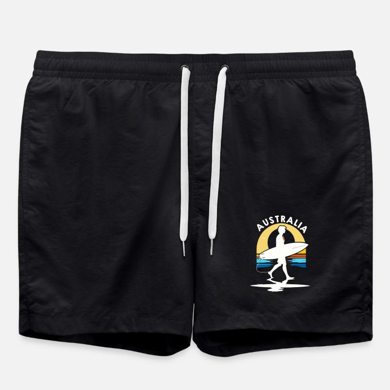 Surfer Australia at sunset - Swim Trunks - black