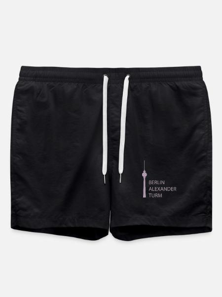 Funny Berlin TV Tower Parody Minimal - Swim Trunks - black
