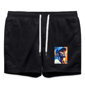 Geometrisches Neon-Porträt Baseballspieler - Badeshorts - Schwarz - Vorne - AI Model Male 185 light (185cm)