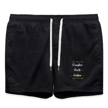 Unity, Justice, Freedom - Swim Trunks - black - Front - AI Model Male 185 light (185cm)