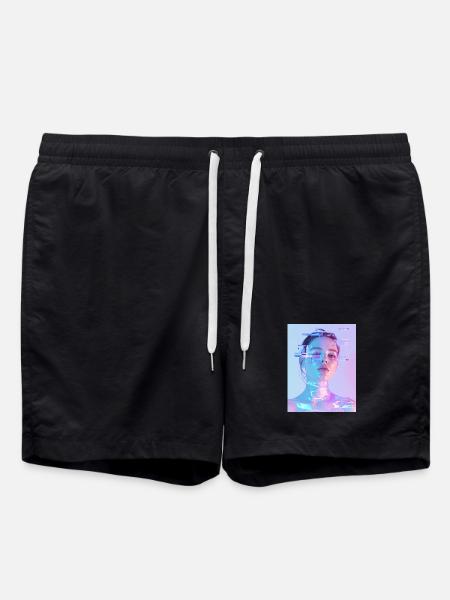 Irisierende Glitch Frau - Badeshorts - Schwarz