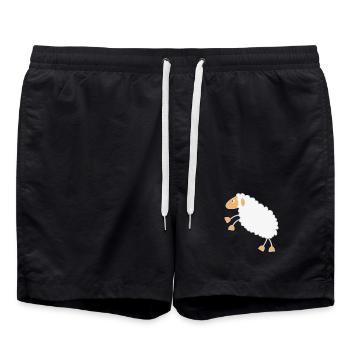 Conception de dessin animé de mouton moelleux - Short de bain - noir - Devant - AI Model Male 185 light (185cm)