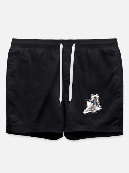 Poodle Dog Ski Skiing - Swim Trunks - black