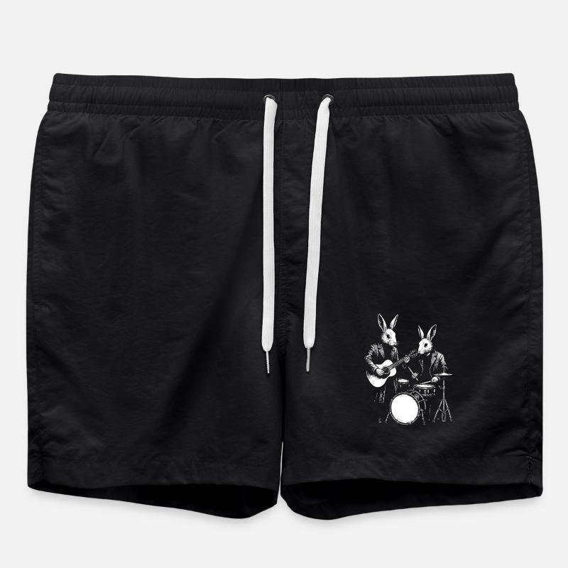 Bunny Band Jam: Guitar & Drums - Swim Trunks - black