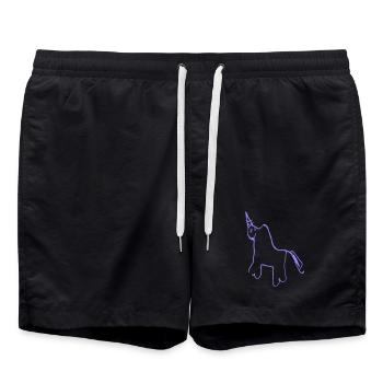 Minimalistisches Einhorn-Lineart - Badeshorts - Schwarz - Vorne - AI Model Male 185 light (185cm)