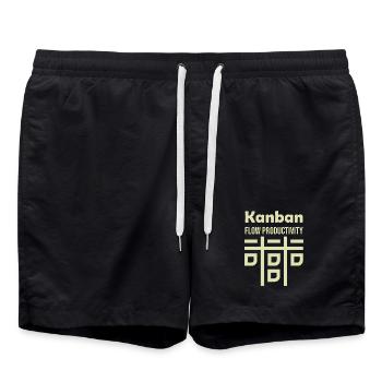 Kanban Flux Productivité - Short de bain - noir - Devant - AI Model Male 185 light (185cm)