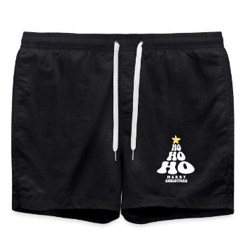 Merry Christmas HO HO HO Christmas Tree Santa - Swim Trunks - black - Front - AI Model Male 185 light (185cm)