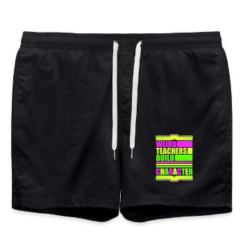 Weird Teachers Build Character Lustige Lehrer Logo - Badeshorts - Schwarz - Vorne - AI Model Male 185 light (185cm)