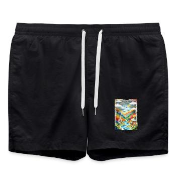 Ville faite de papier - Short de bain - noir - Devant - AI Model Male 185 light (185cm)