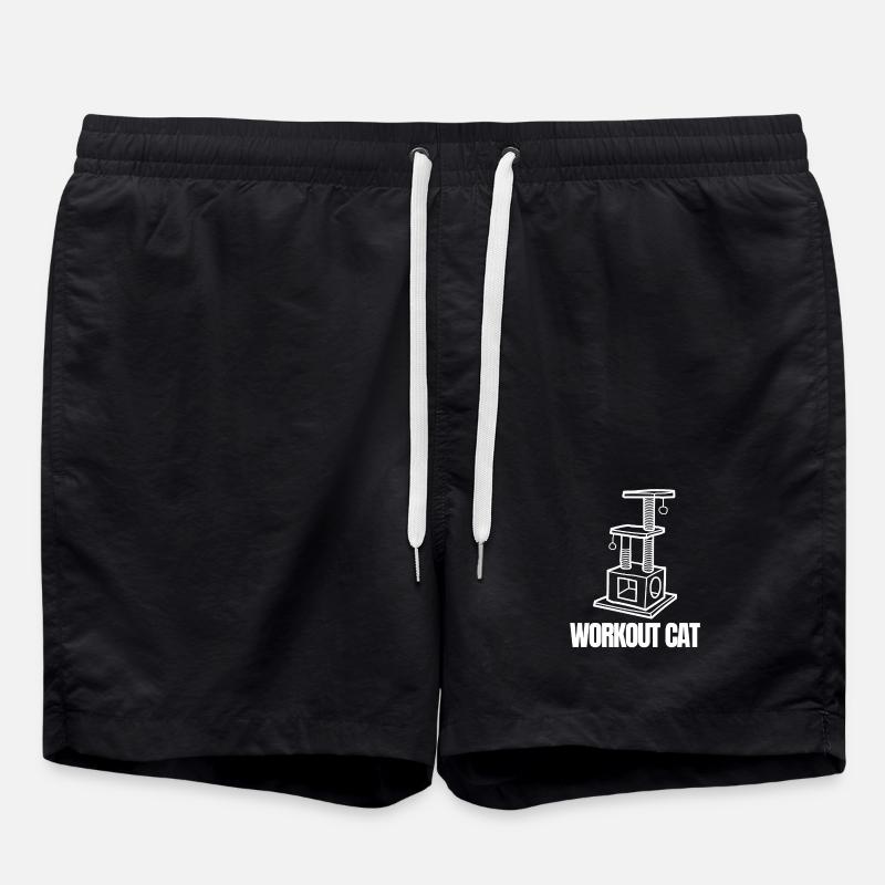 Workout Cat Emblem - Swim Trunks - black