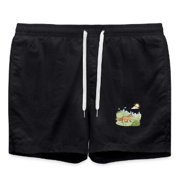 Fuchs auf der Wiese in der Sonne - Badeshorts - Schwarz - Vorne - AI Model Male 185 light (185cm)
