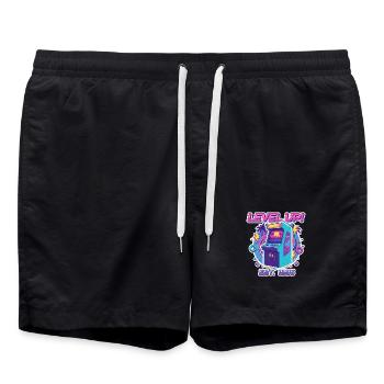 Level Up 1985 – Retro Arcade Automat Design - Short de bain - noir - Devant - AI Model Male 185 light (185cm)