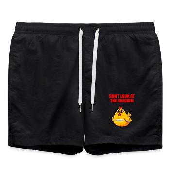 Ne regardez pas le poulet - Humour drôle - Short de bain - noir - Devant - AI Model Male 185 light (185cm)