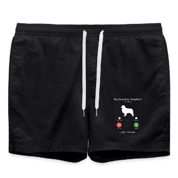 Mein Australian Shepherd ruft Must Go Kunst - Badeshorts - Schwarz - Vorne - AI Model Male 185 light (185cm)
